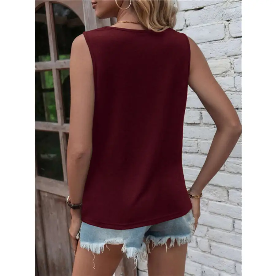 Cutout Twisted Round Neck Tank
