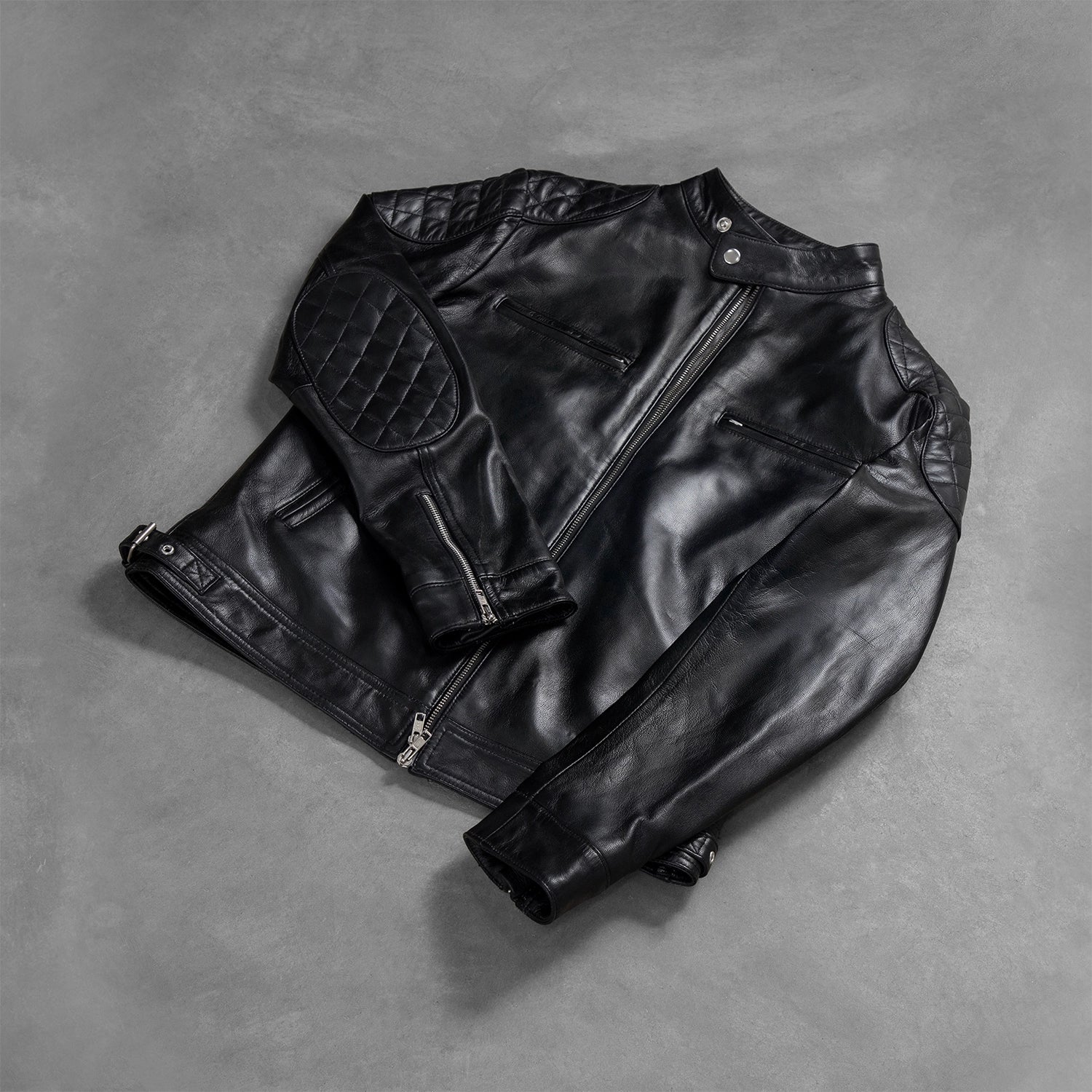 Men's Tonal Detail Biker Leather Jacket