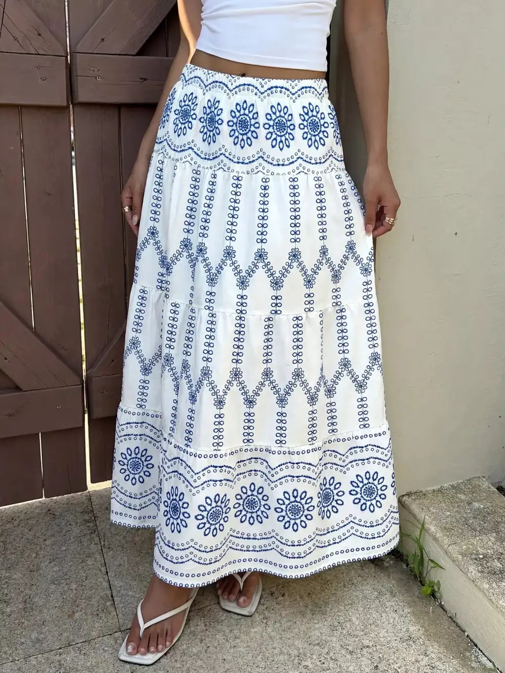 Classic Printed Tiered Maxi Skirt