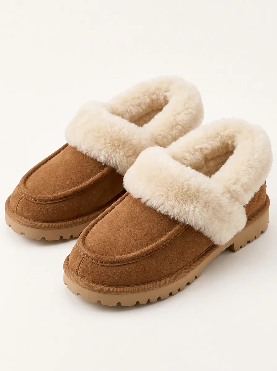 Platform Suede Look Slippers with a Casual Finish