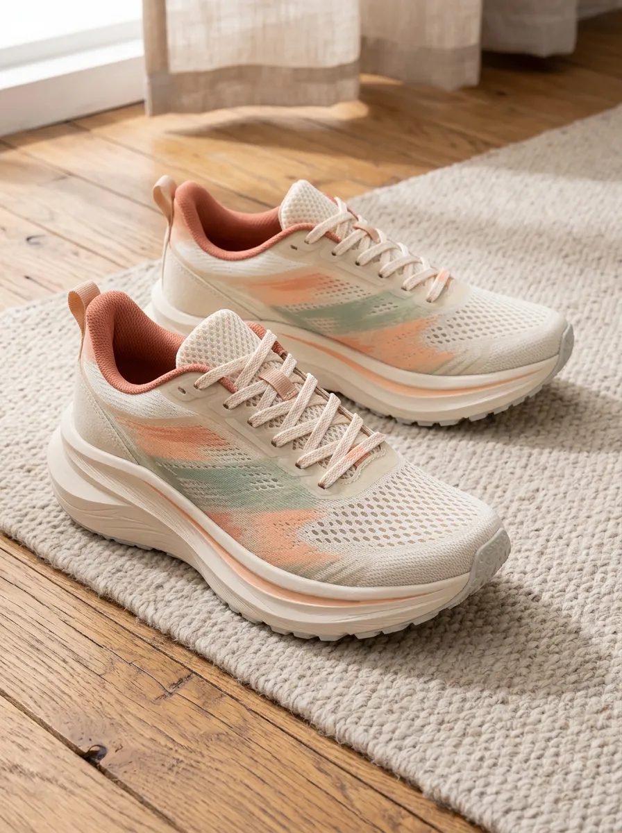 Women's Stride Pastel Abstract Brushstroke Printed Running Shoes Sneakers