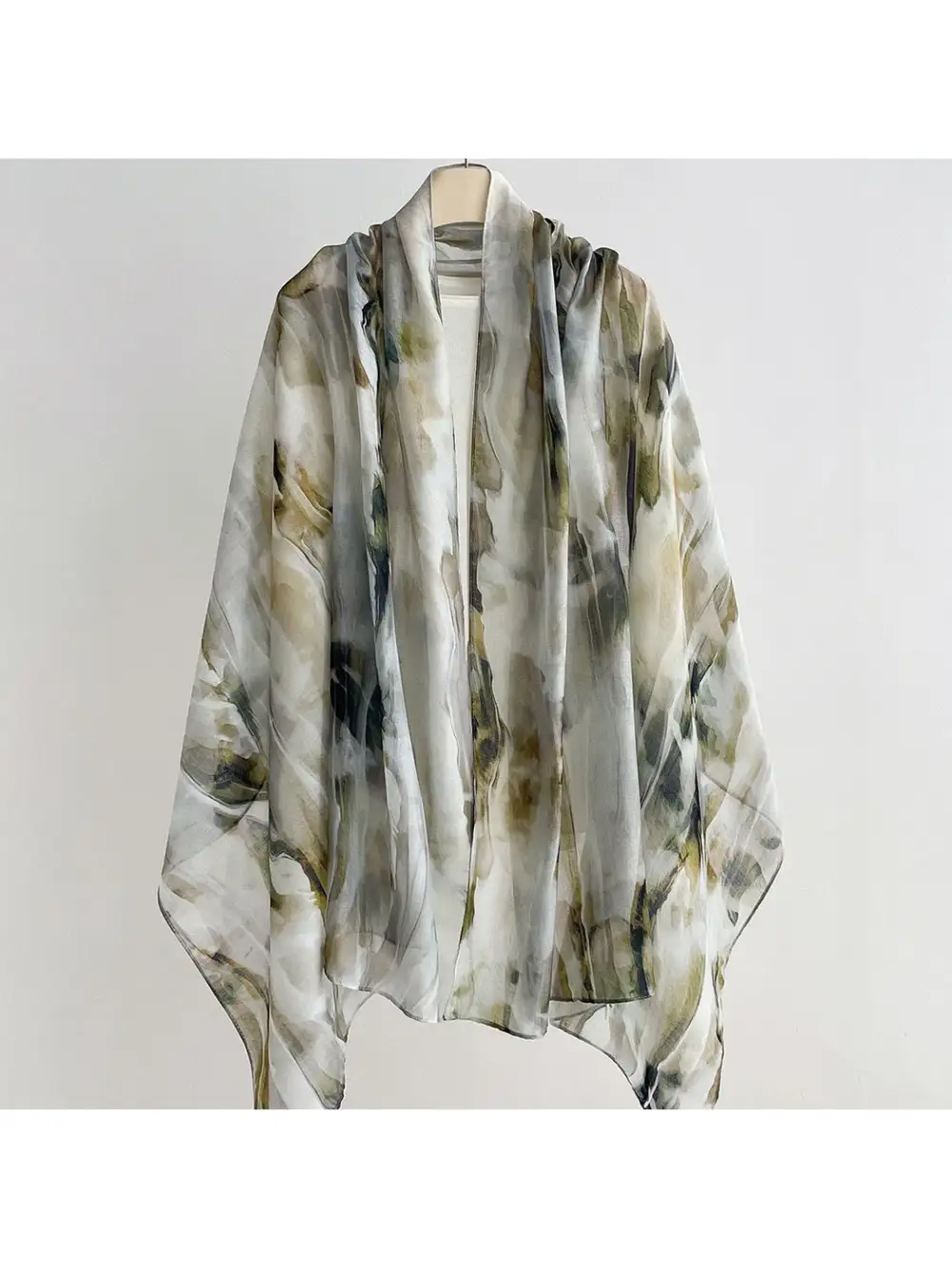 Watercolor Plant Print Summer Wrap Scarf