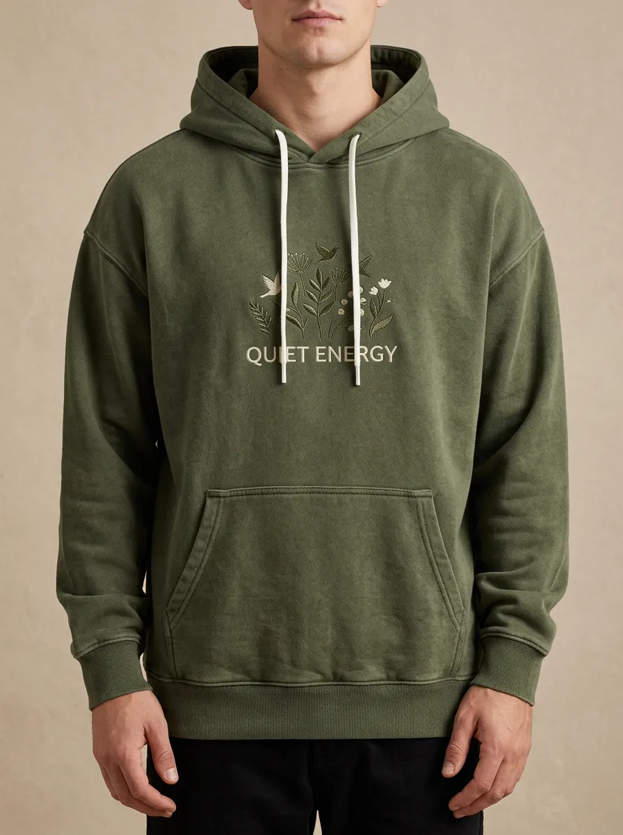 Unisex Quiet Energy Botanical Bird Print Hoodie