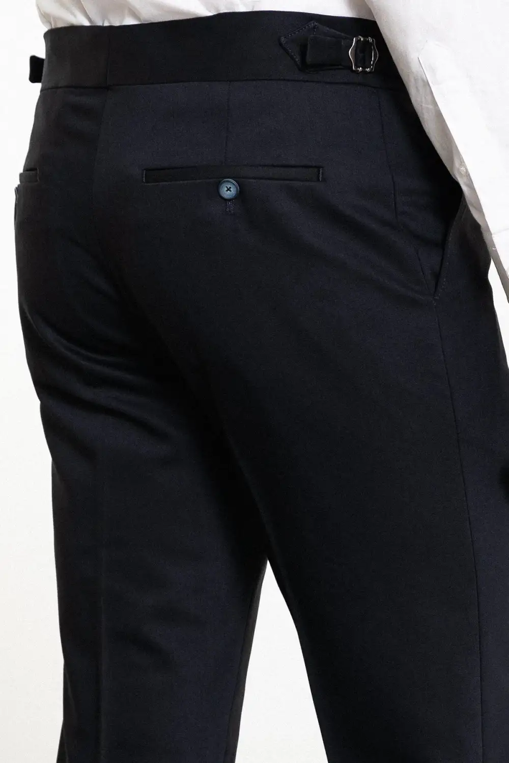Modern Straight Slim Fit Belt Detail Side Pocket Pleated Tailored Trousers