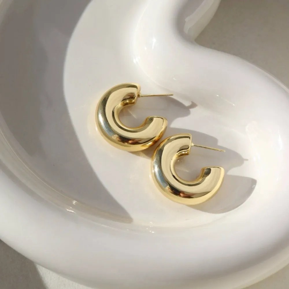 Modern Classic Rounded Hoop Earrings