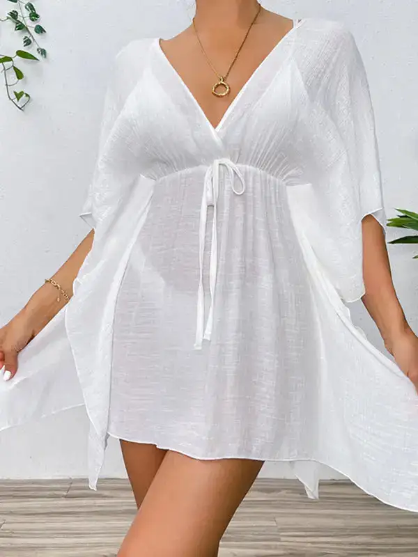Drop Shoulder Loose Clean Swim Cover Up