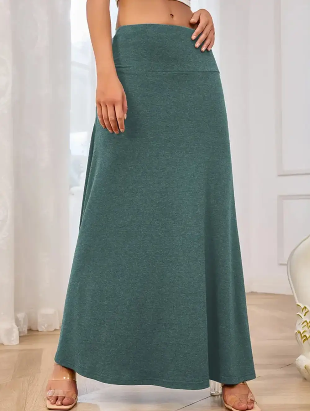 Knit High Waist Midi Skirt