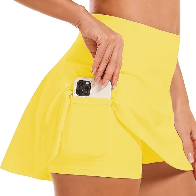 2026🔥  Women's Tennis Skirts Golf Skirts Breathable Quick Dry With Pockets Tennis Clothing Golf Apparel 2 in 1 Golf Tee Pocket Printed Summer Tennis Golf Badminton