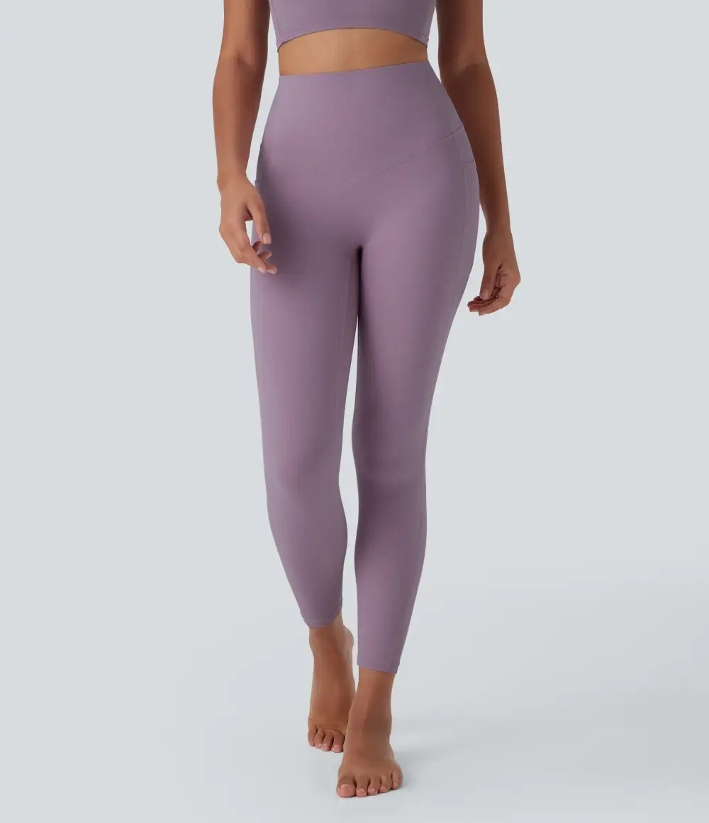 UltraSculpt Cool Quick Dry SoCinched High Waisted Tummy Control Shaping Yoga Leggings with Pockets-UPF50+