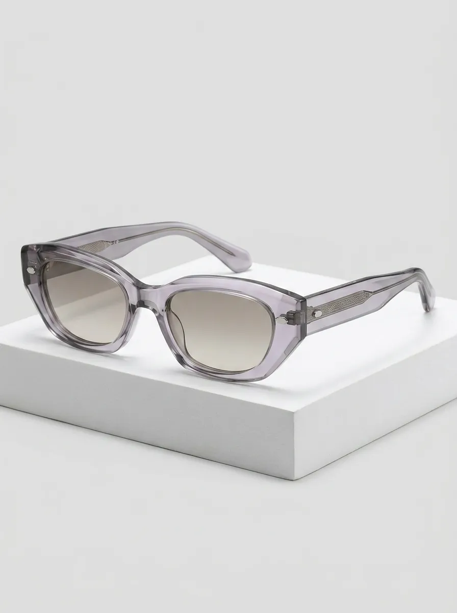 Women's Vintage Retro Translucent Purple Geometric Frame Sunglasses