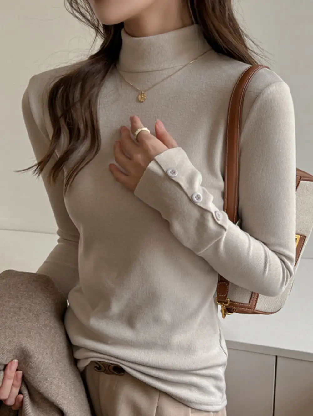 Draped Mock Neck Blouse