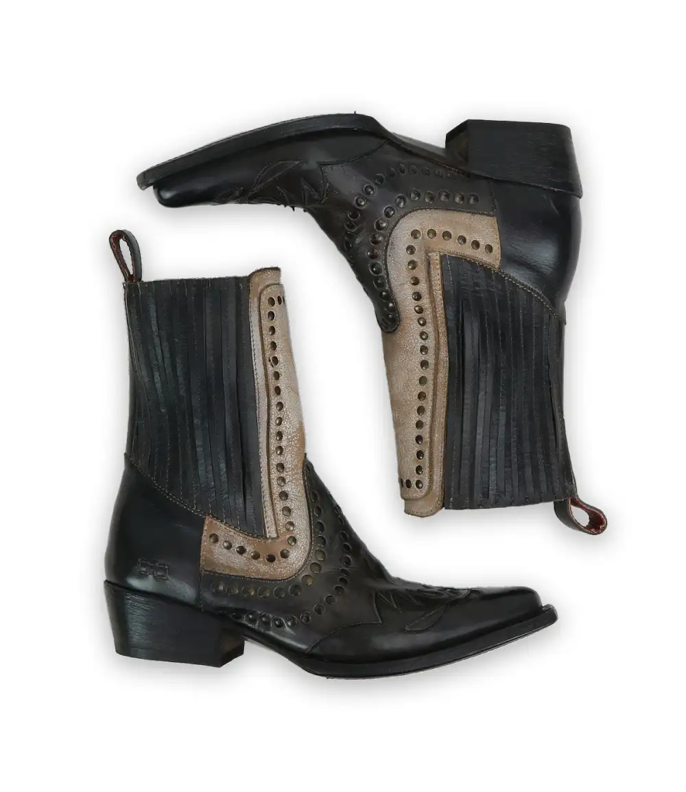 Studded Color-Block Western Boots