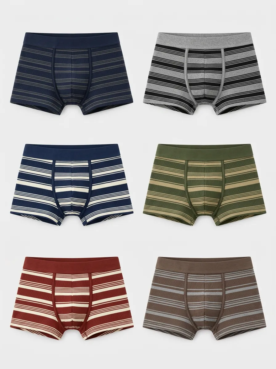Men's Field Multi-Pack Striped Pattern Printed Boxer Briefs