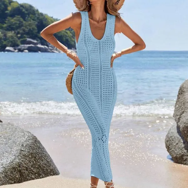 Women's V-Neck Crochet Evening Dress
