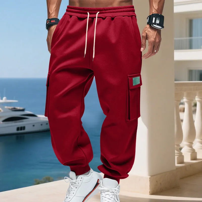 Men's Cargo Jogging Pants Pockets Waistband Cargo Pants