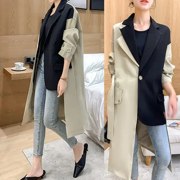 Structured Lapel Collar Trench Coat