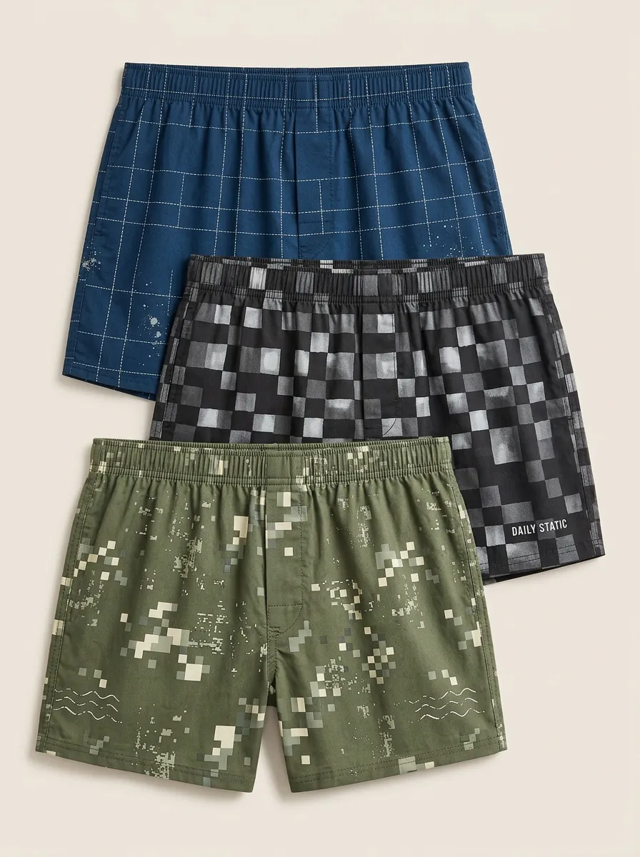 Everyday Camo Grid Geometric Boxer Set