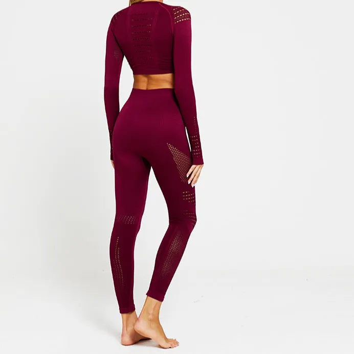 Yoga Gym Fitness Athletic Pants Leggings Long Sleeve Seamless
