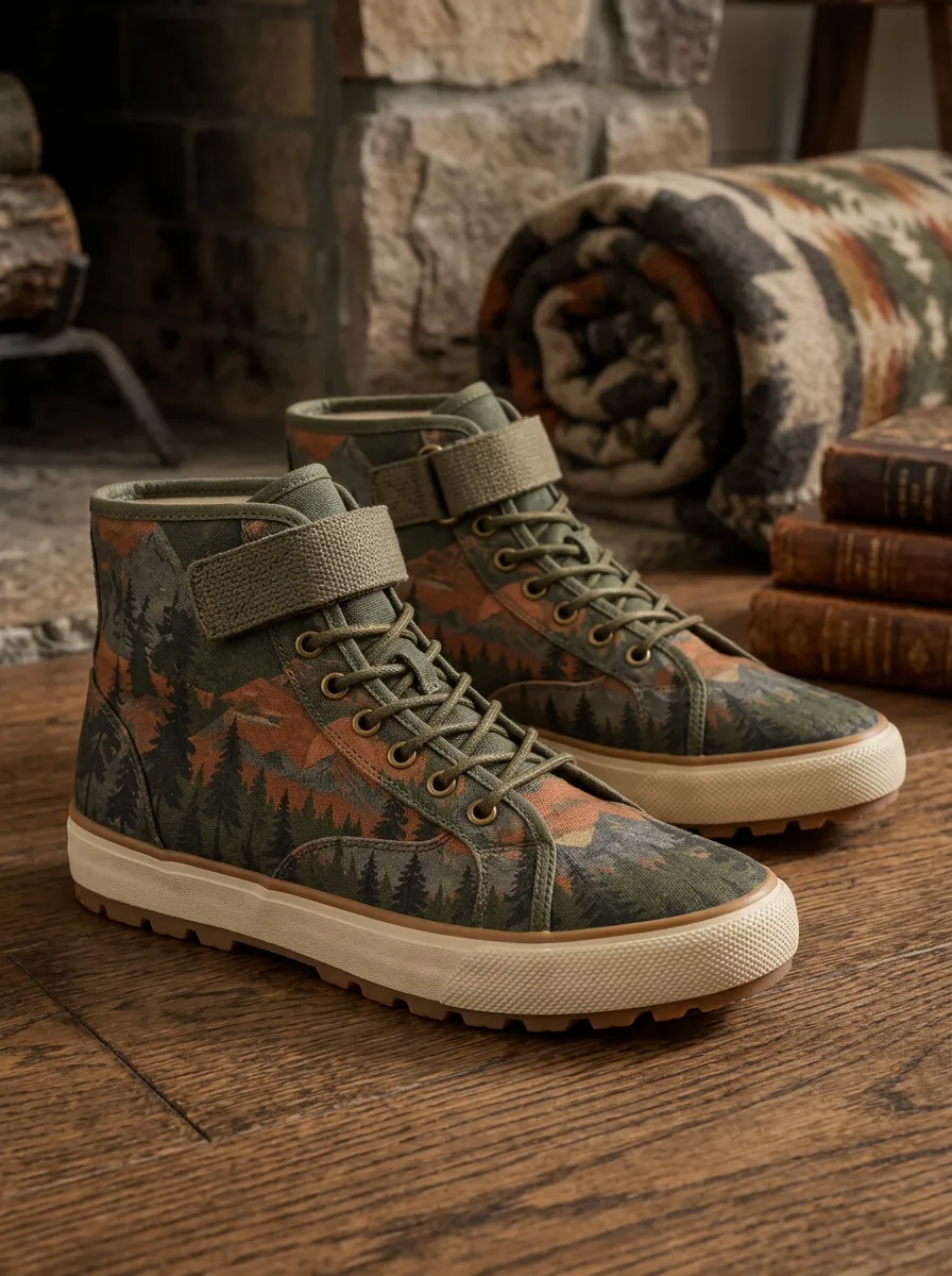 Men's Mountain Forest Nature Printed Canvas Shoes