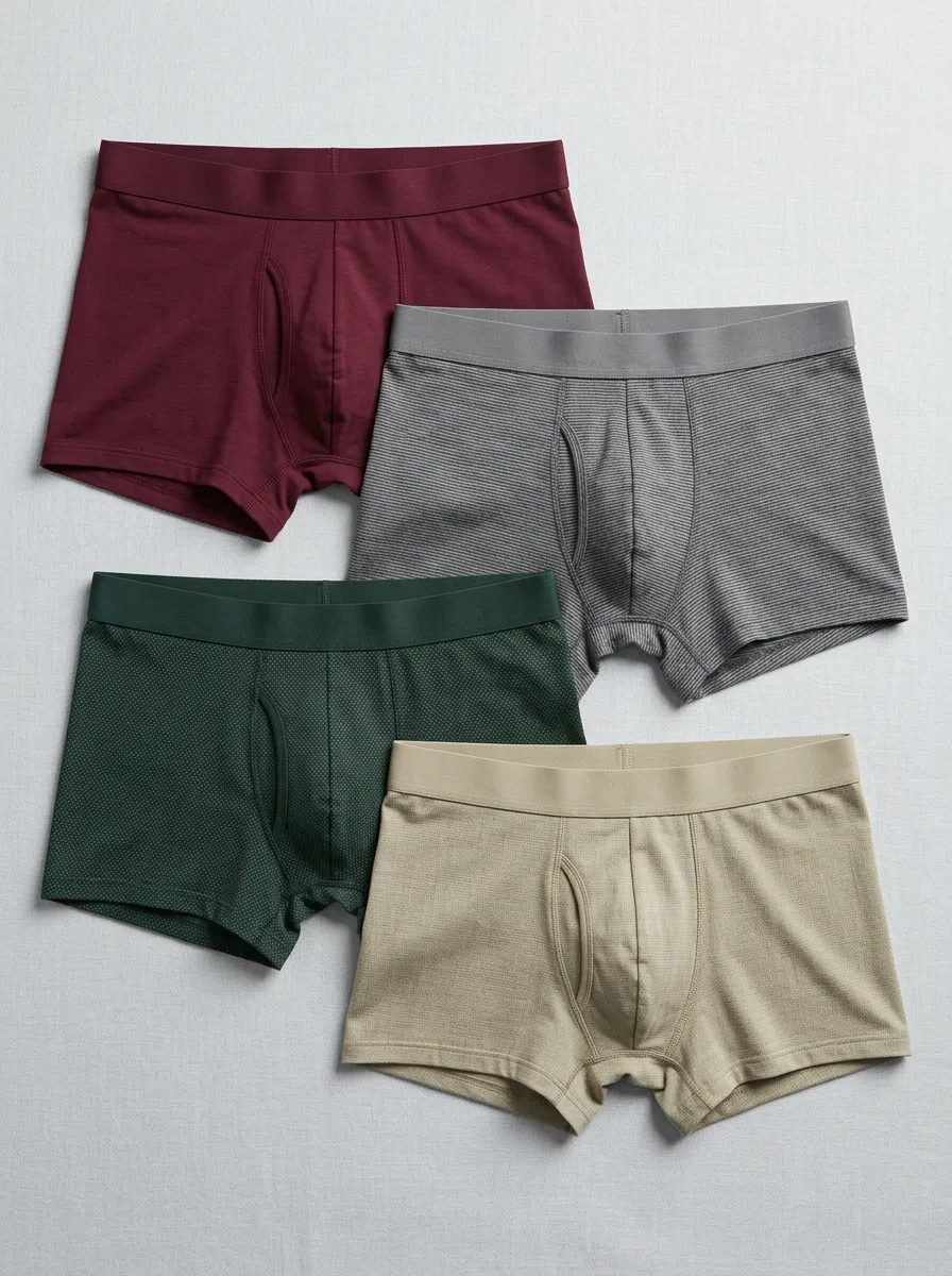 Men's Multi-Color Solid and Patterned Printed Boxer Briefs 4-Pack