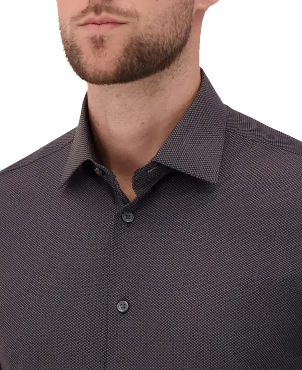 Refined Geometric Geometric-Print Four-Way-Stretch Men's Dress Shirt