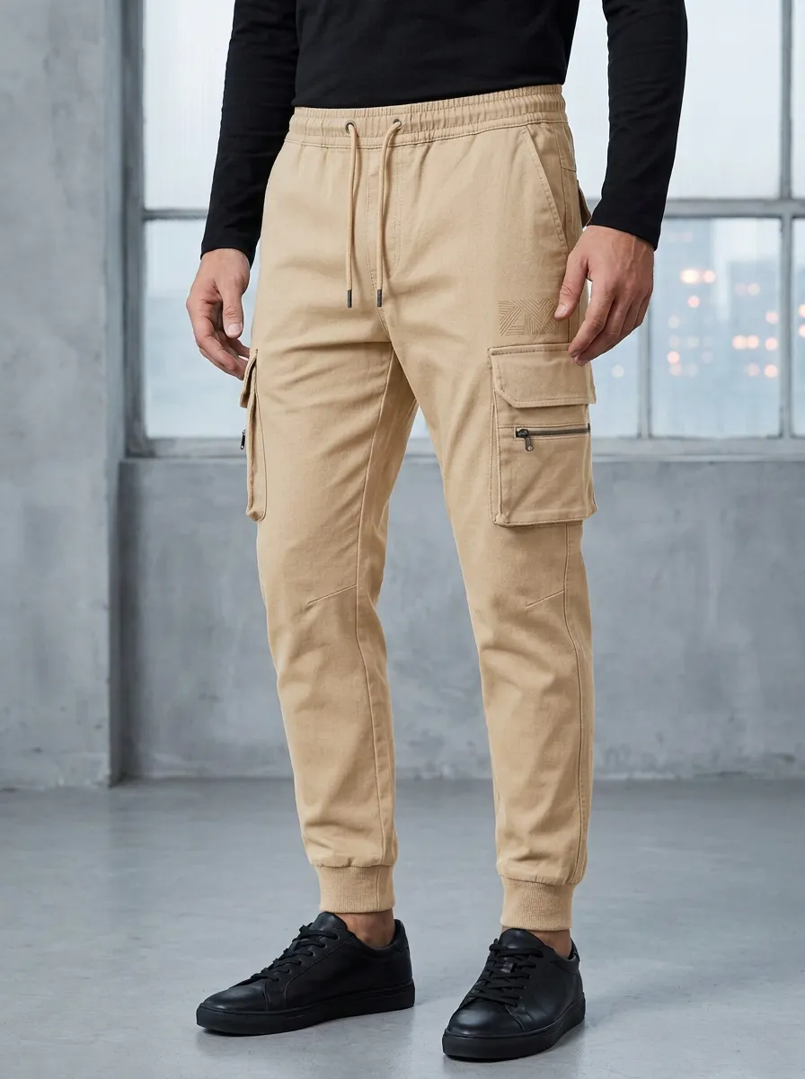 Practical Graphic Print Outdoor Look Men's Cargo Jogger Pants