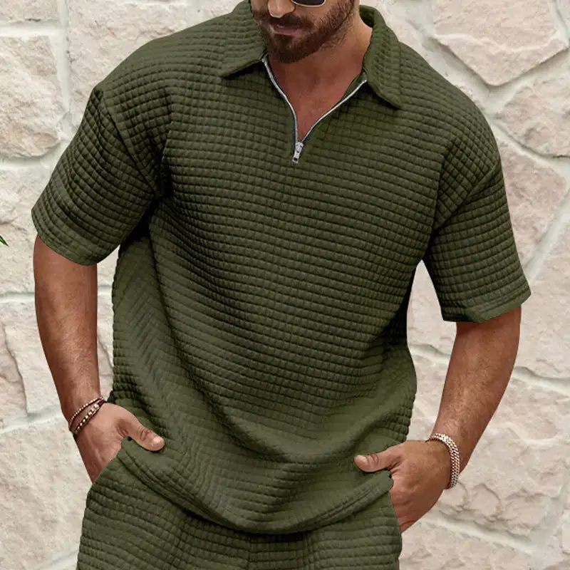 Relaxed Zip Front Polo Shirt