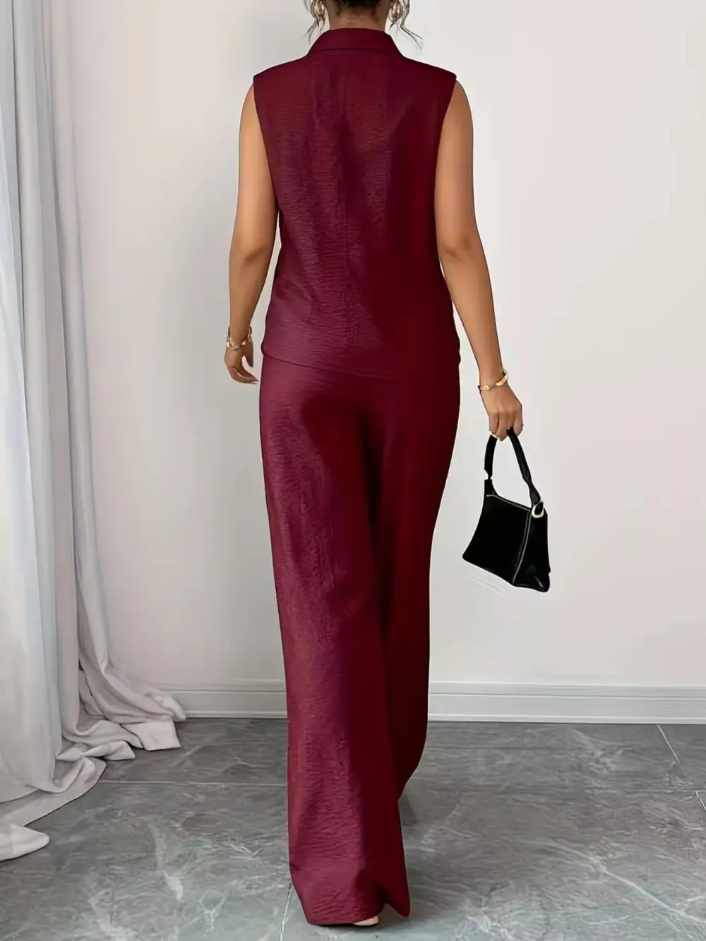 Sleeveless Top and Wide Leg Pants Set