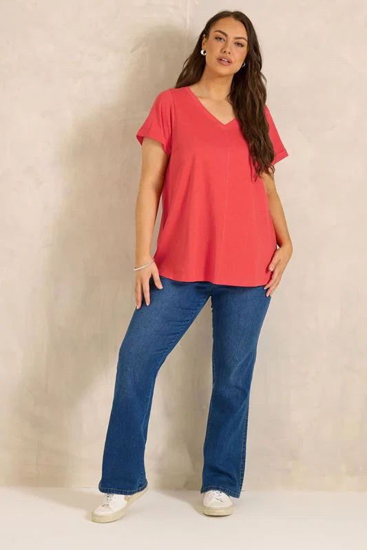 2 Pack Curve Red & Navy Blue Cotton T-Shirts detail 2