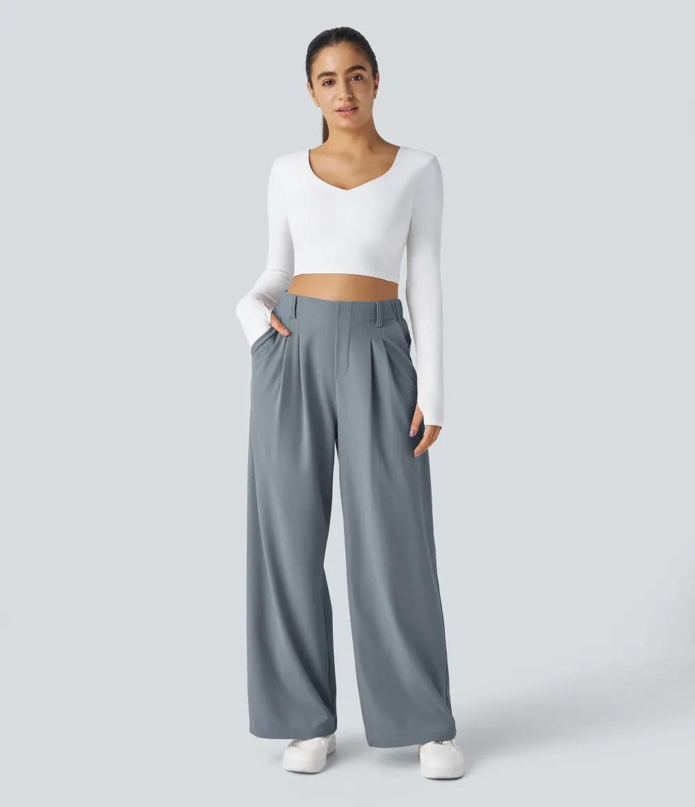 2026🔥  High Waisted Pocket Straight Leg Work Pants