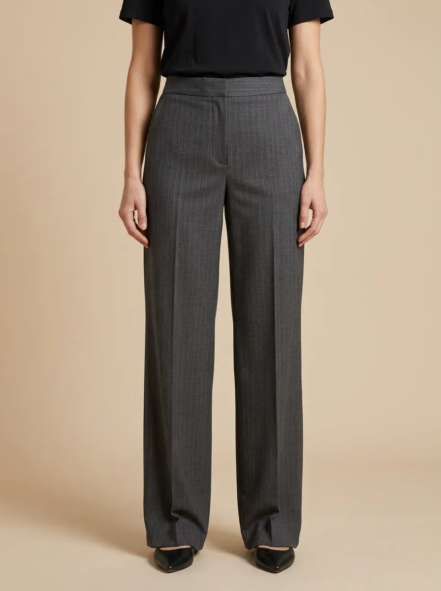 Casual Pinstripe Wide Leg Pants
