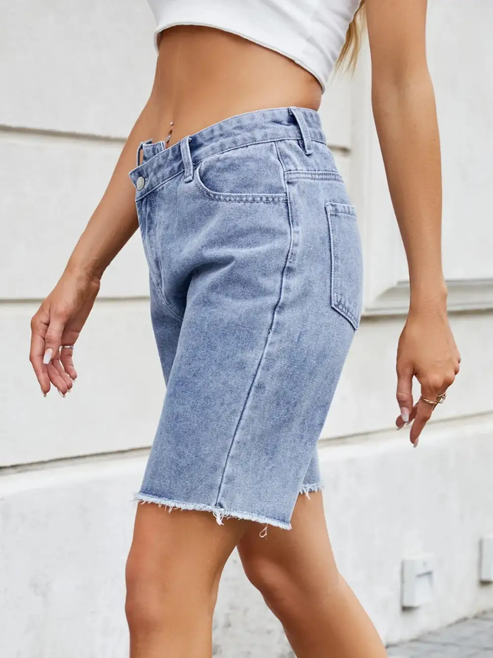 Raw Hem Shorts Denim Pants