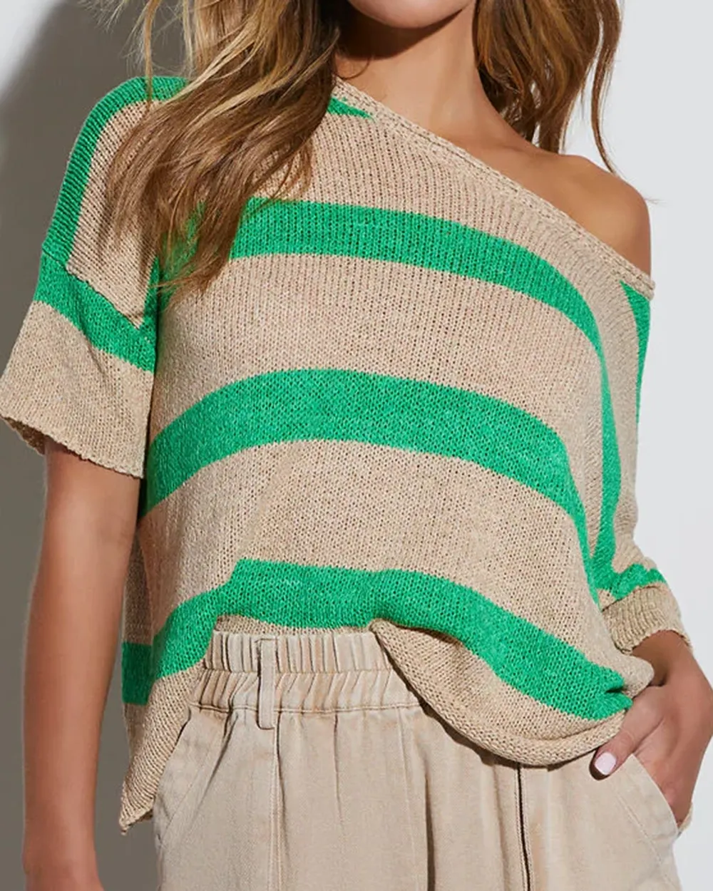 Striped Short Sleeve Sweater