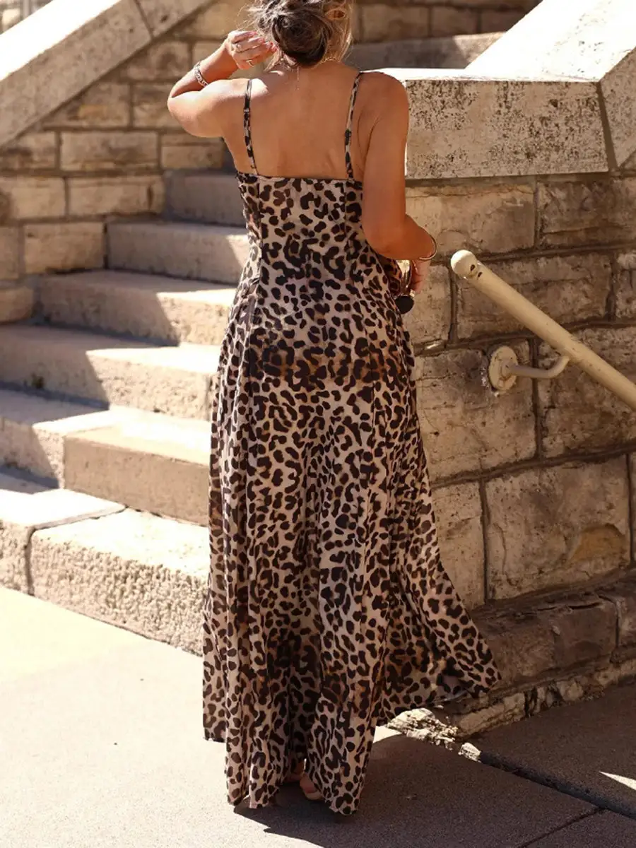 Waisted Pleated Neck Maxi Dress