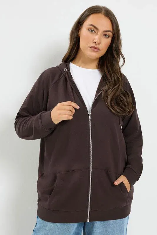 Chocolate Brown Zip Through Hoodie