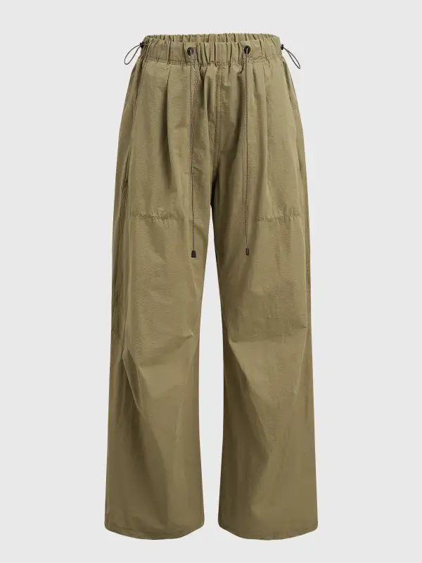 Wide-Leg Drawstring-Waist Drawstring Pants