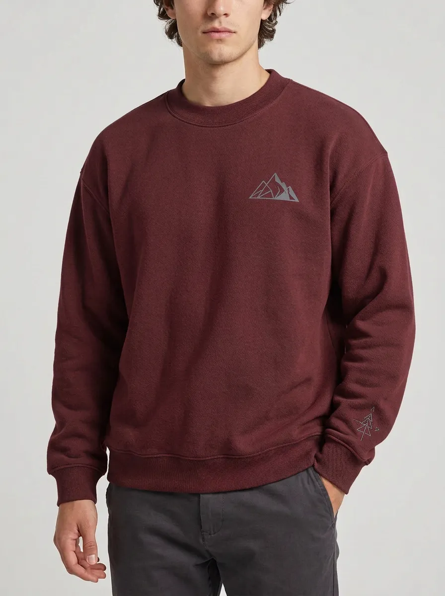 Men's Charcoal Outdoor Geometric Mountain Fleece Sweatshirt