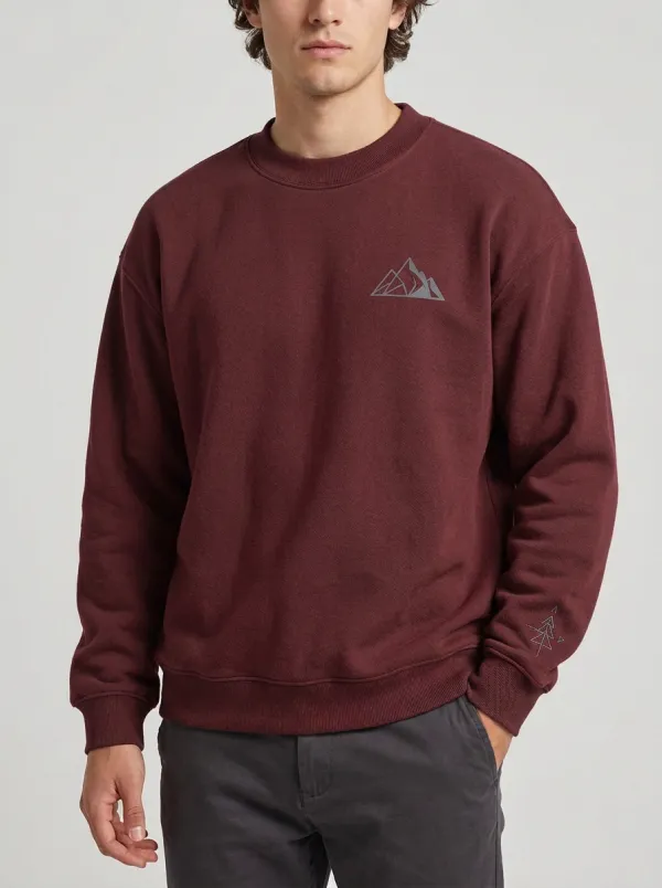 Men's Charcoal Outdoor Geometric Mountain Fleece Sweatshirt
