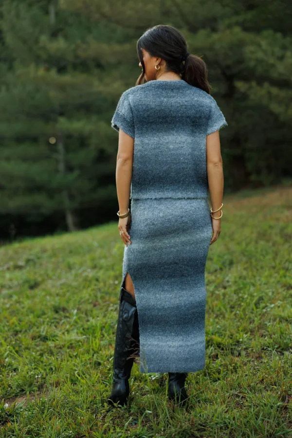 Wool Ombre Elastic Waist Skirt