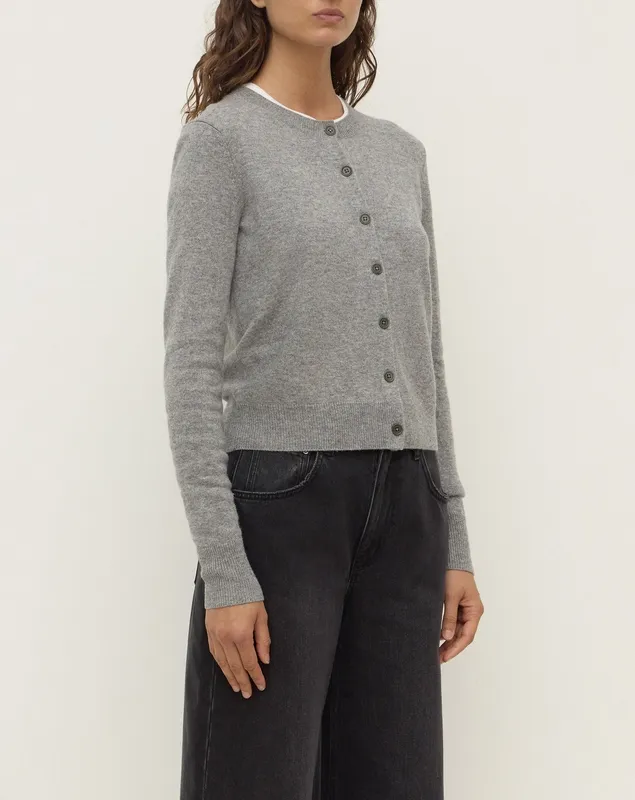 Gray Marle Wool Blend Cropped Cardigan