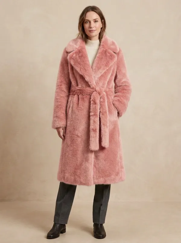 Classic Faux Fur Belted Coat