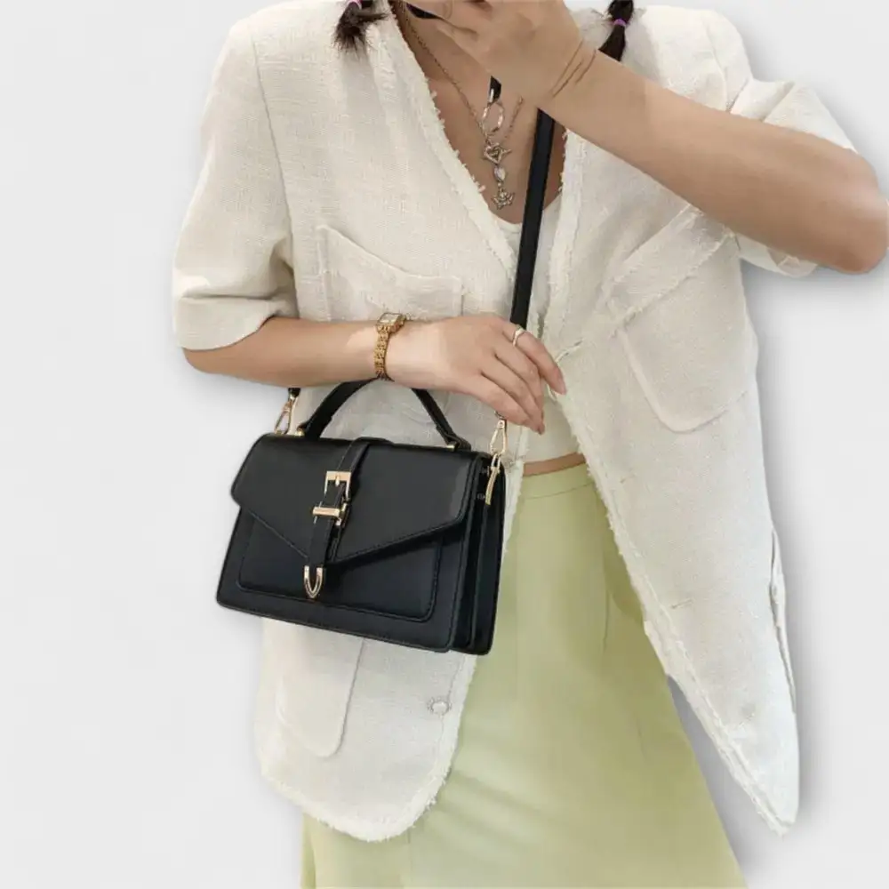 Zip Faux Leather Shoulder Bag