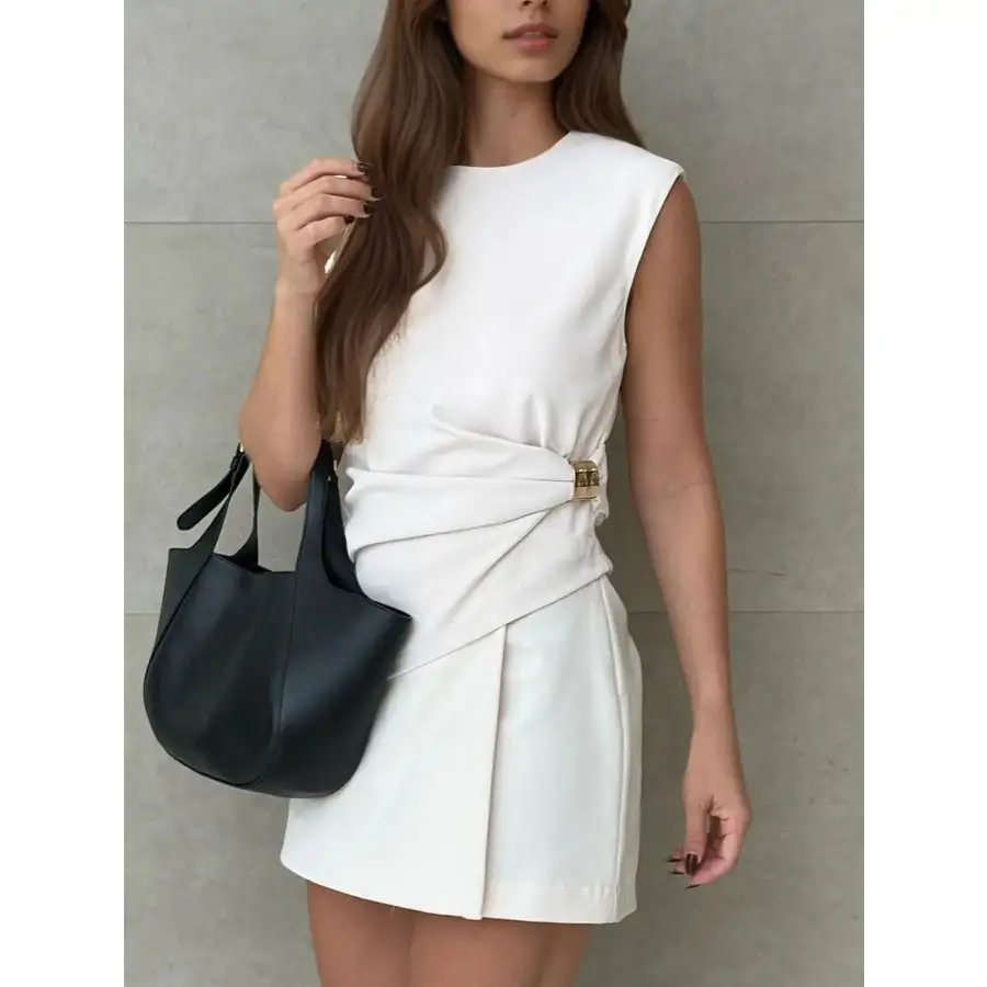 Round Neck Sleeveless Top and Skirts Set