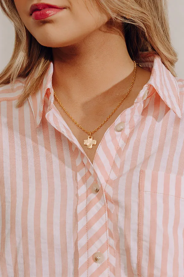 Cross Textured Pendant Necklace