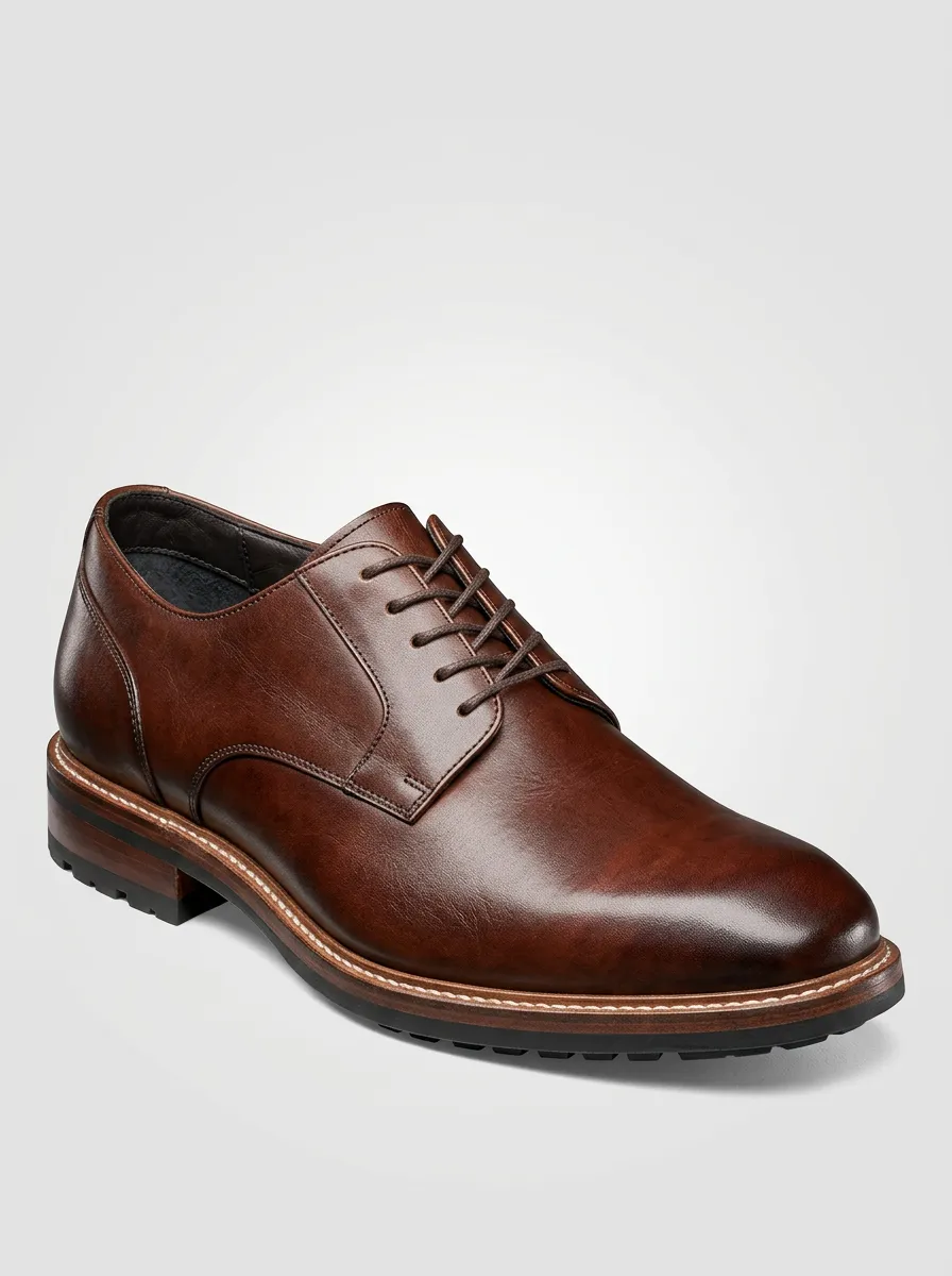 Men's Classic Brown Leather Oxford Dress Shoes