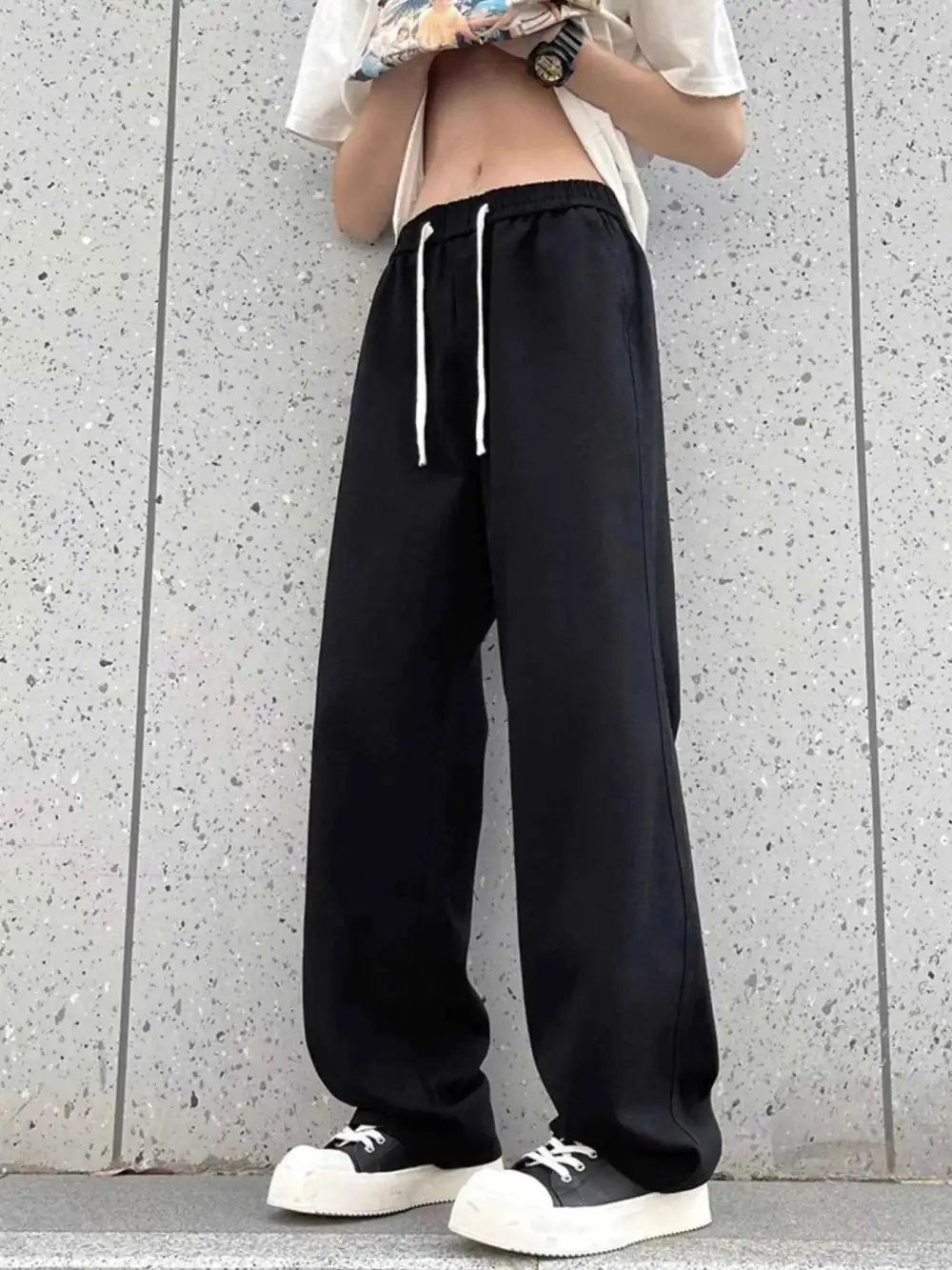 Modern Drawstring Wide Leg Pants