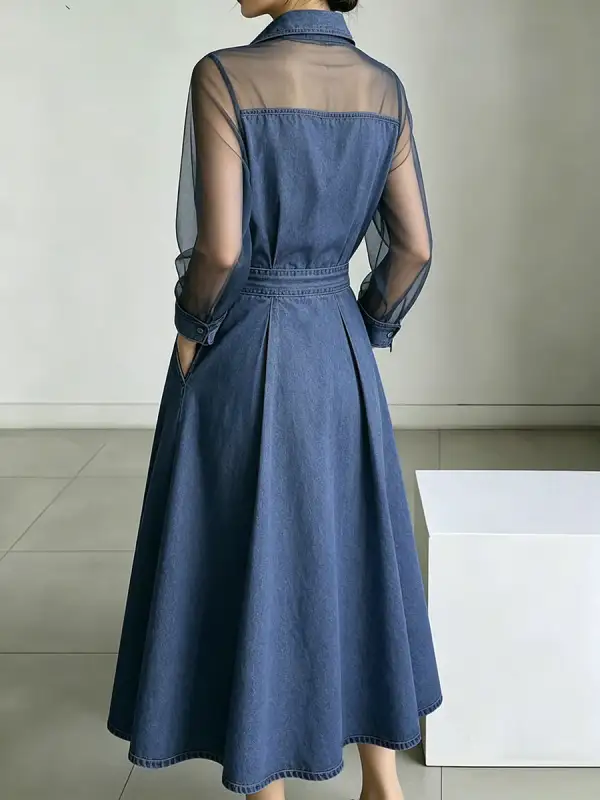 Waisted Buttoned Maxi Dress