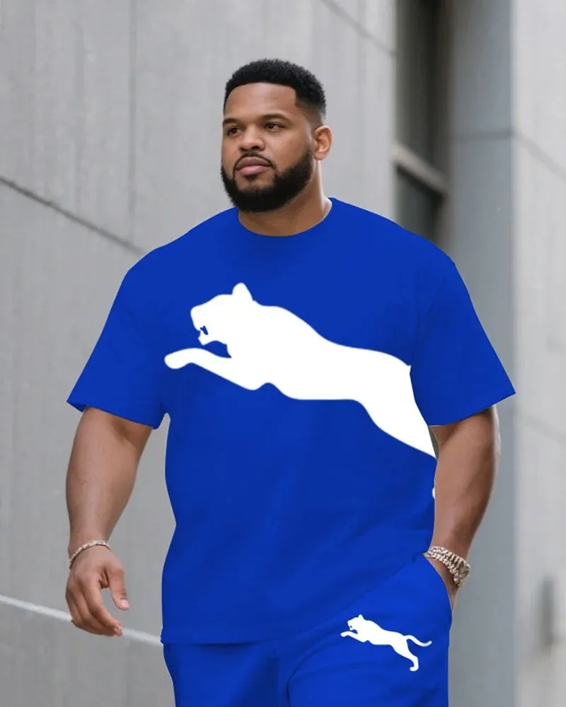 Big & Tall Men's Printed Short-Sleeved T-Shirt and Shorts Suit