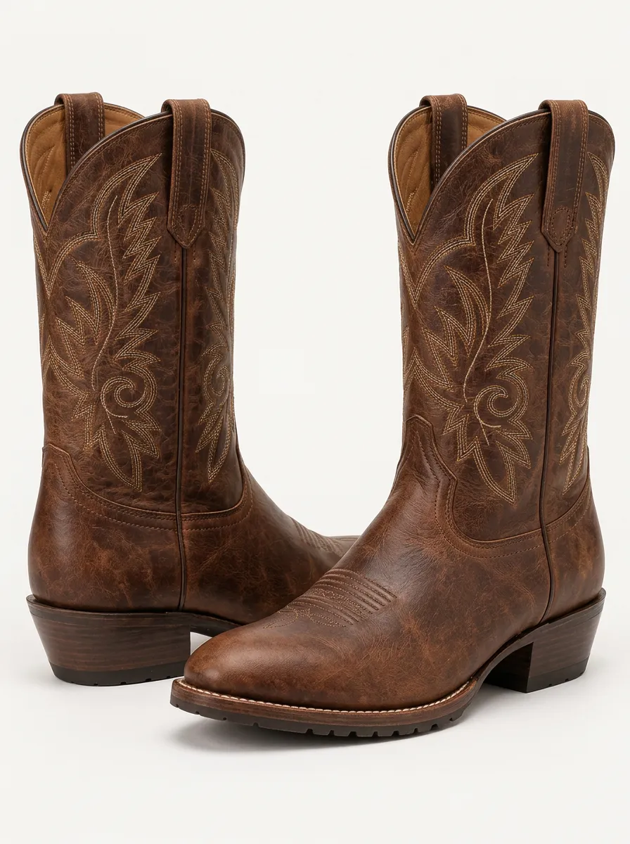 Men's Cowboy Boots with Red Finish