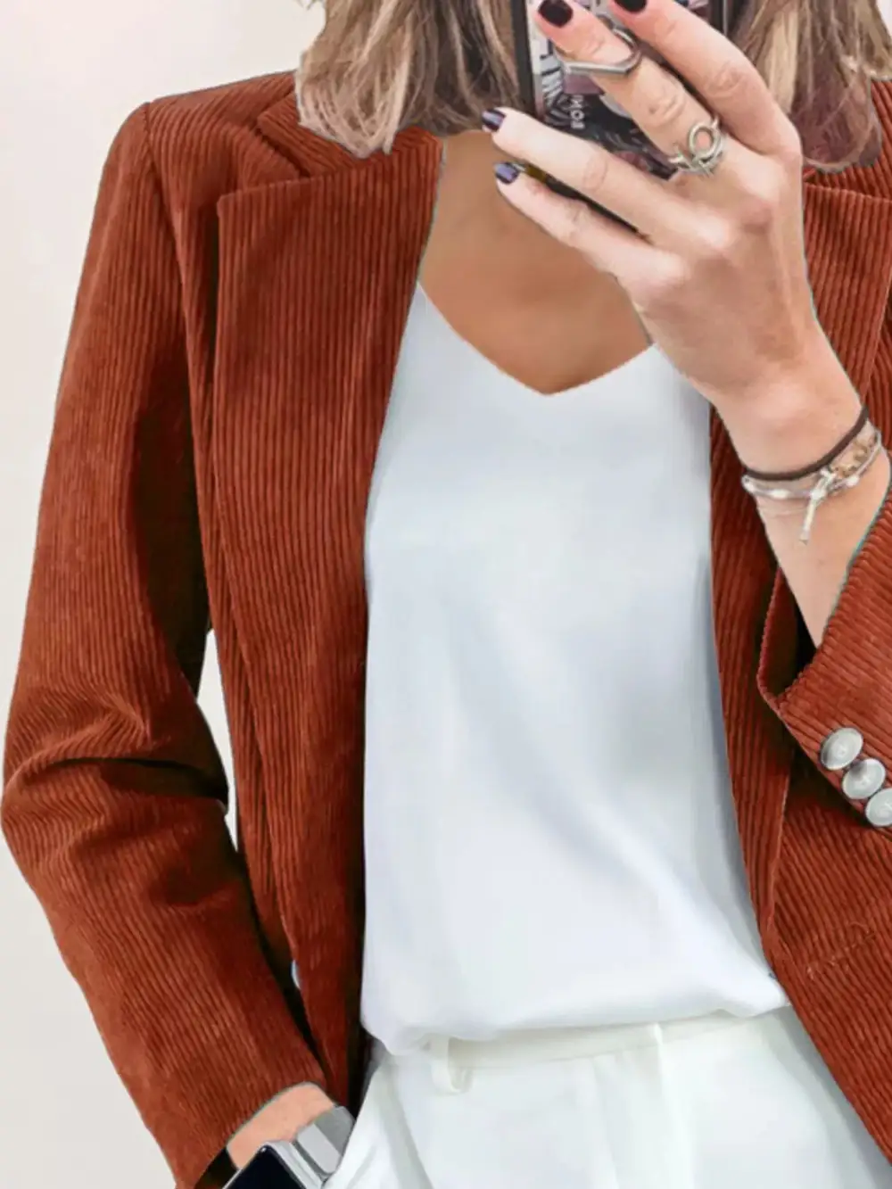 Lapel-Collar Corduroy Blazer